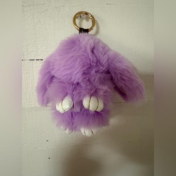 Accessories - Lavender Faux Fur Bunny Keychain Gold Tone Clip NWOT